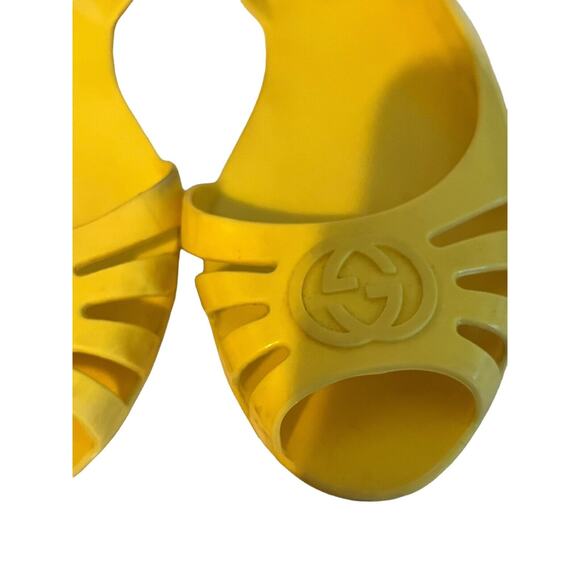 Gucci Marola Rubber Jelly Interlock GG Flat Sandals •Women 39/8.5• Yellow Italy - Picture 2 of 10